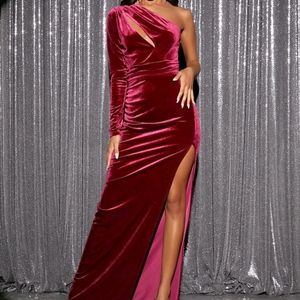 One Shoulder Velvet Dress
